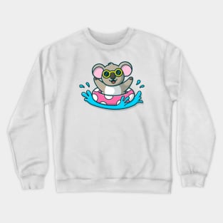 Cute Koala Floating With Swimming Tires Crewneck Sweatshirt